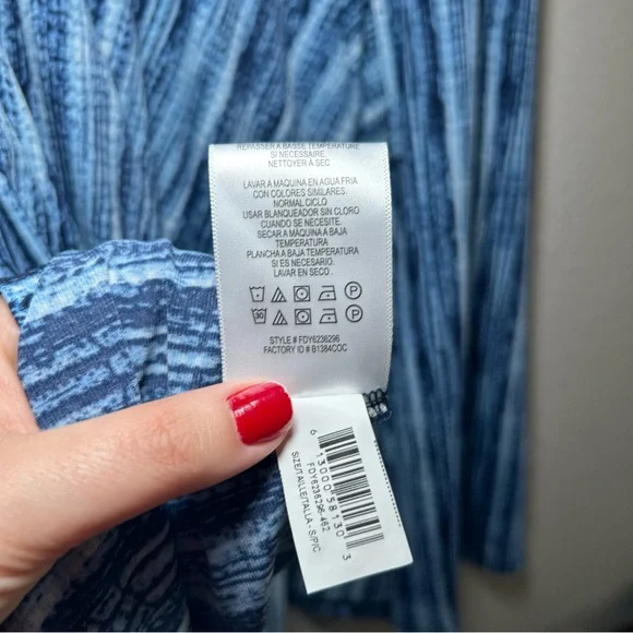 BCBGMaxAzria Ruffle Blue Striped Dress Faux Wrap women’s small comfy casual - Picture 7 of 8